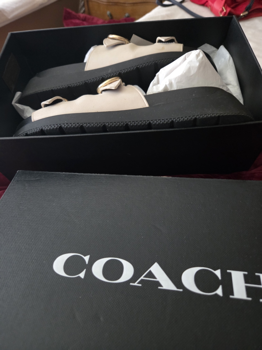 COACH White Leather Platform Sandals
